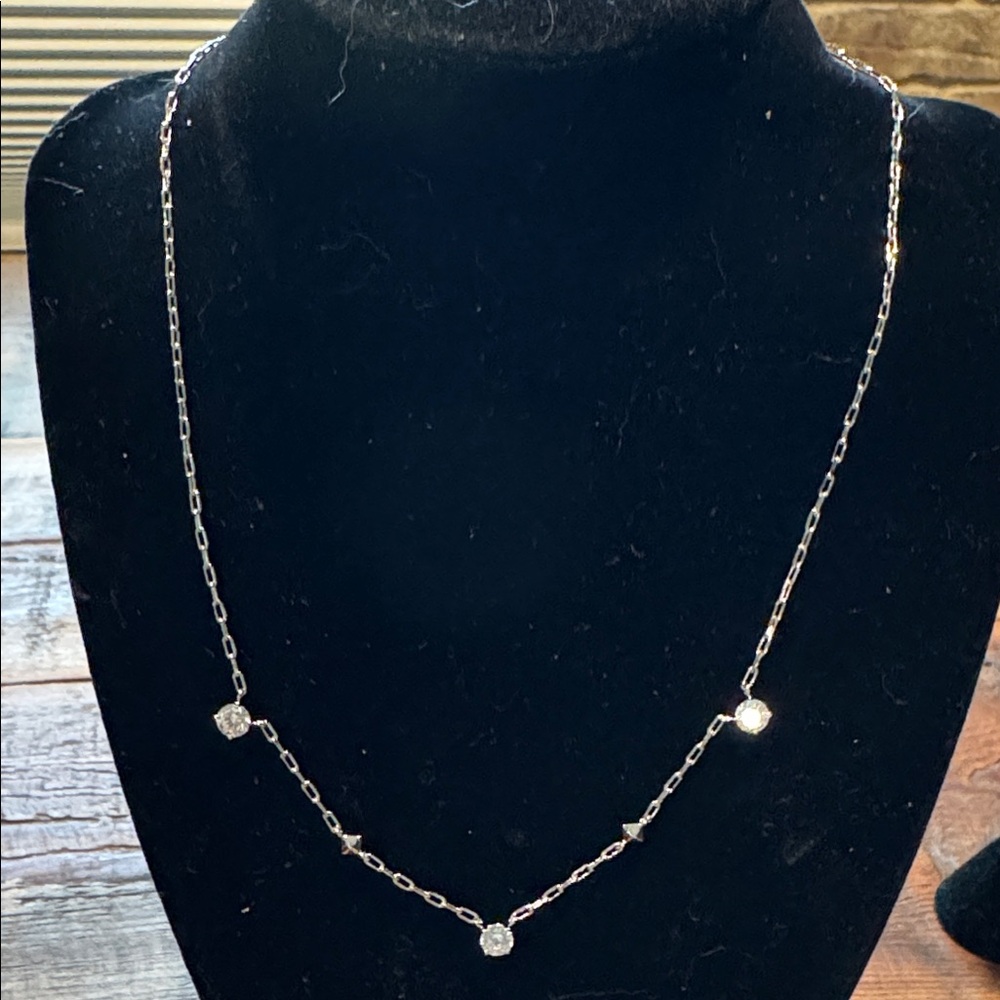 Kendra Scott Jada Silver tone Necklace with Crystal Accents